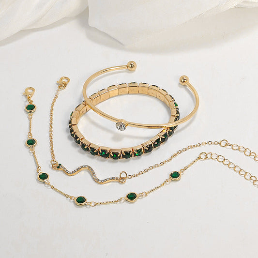 Guld Smaragd Armband Set