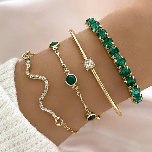 Guld Smaragd Armband Set